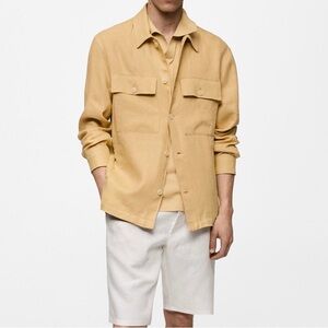 Men’s Mango linen pocket detail over shirt XL